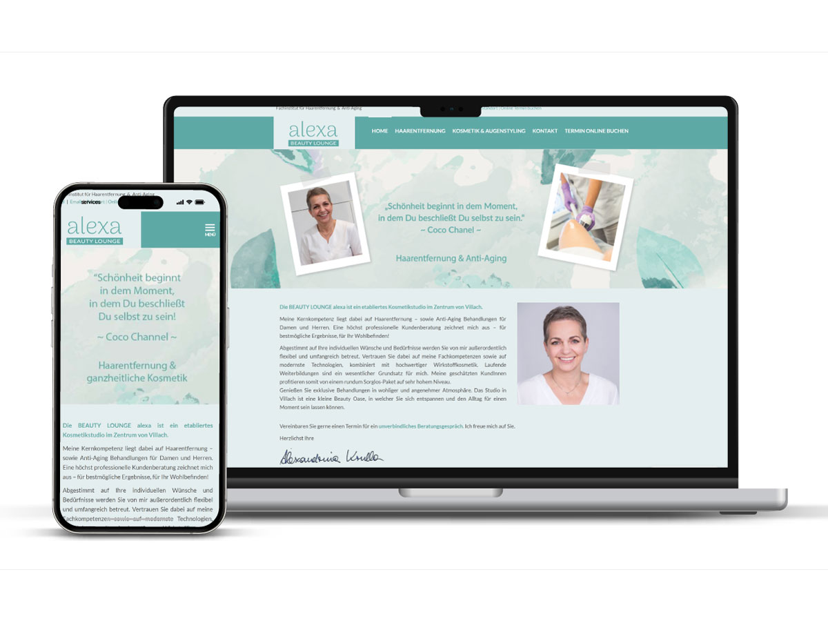 webdesign für beautysalon alexa in villach