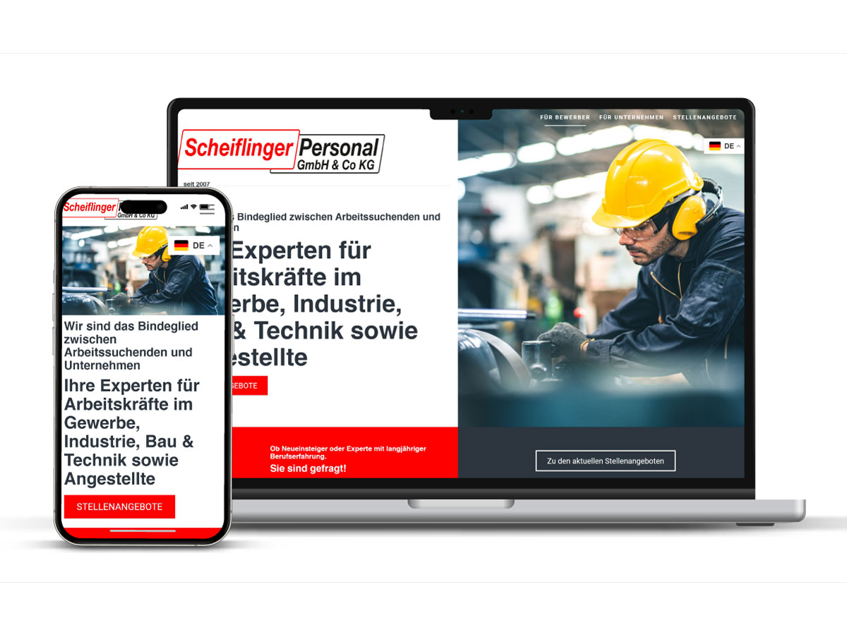 webdesign für personal vermittlungsfirma mit jobportal integration