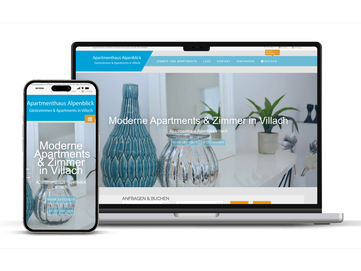 webdesign für appartementvermietung inklusive buchungsmöglichkeit von easbooking alpenblick viall